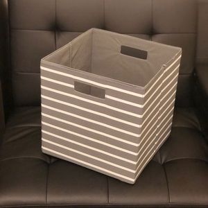 3pack of 13” Fabric Cube Storage Bin-Gray w Stripe